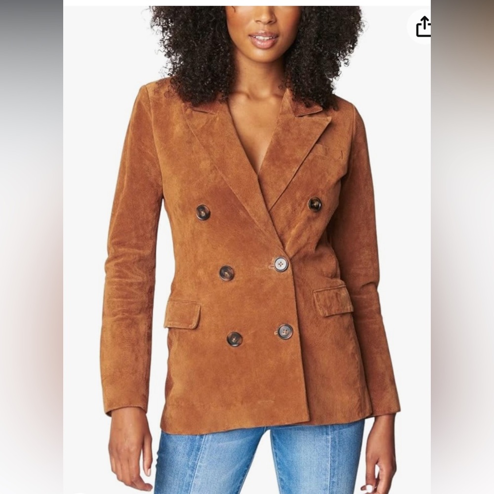 5.0  3
[BLANKNYC] Womens Real Suede Blazer, Double Breasted, Comfortable Jacket